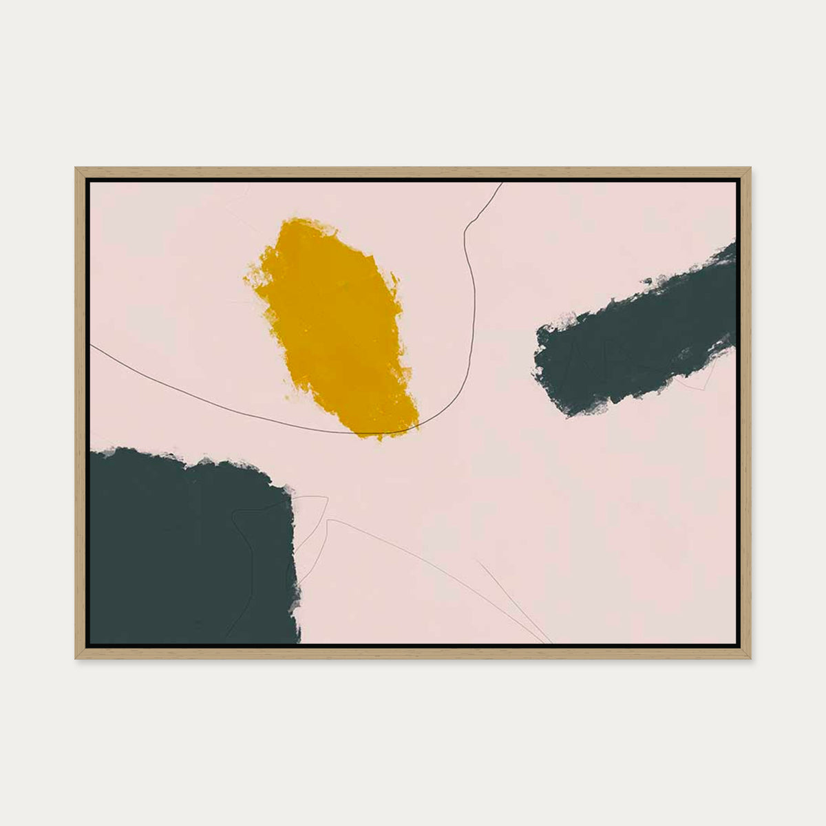 Abstract Lost Lines Canvas Art — 50 x 70 cm — Oak Frame