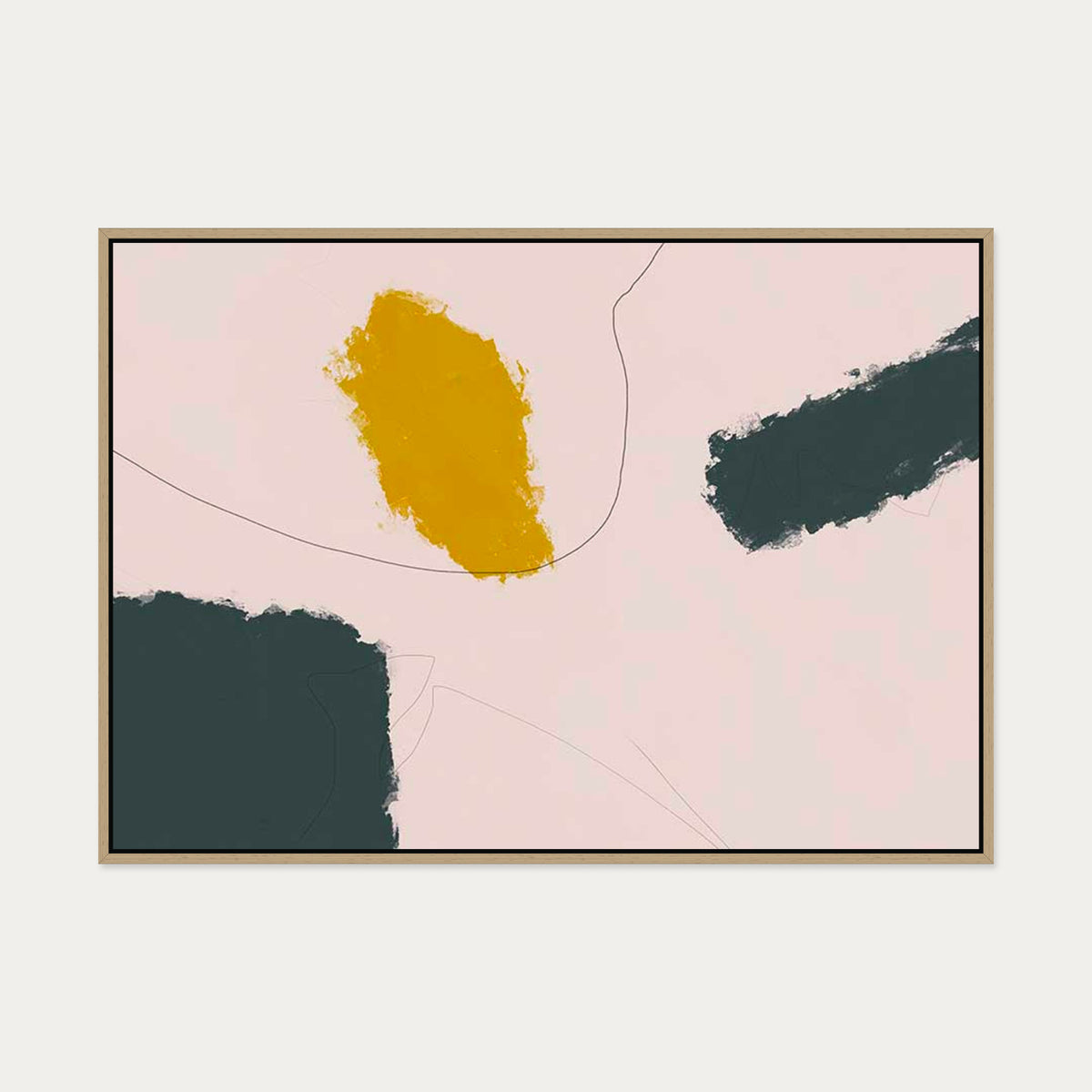 Abstract Lost Lines Canvas Art — 70 x 100 cm — Oak Frame