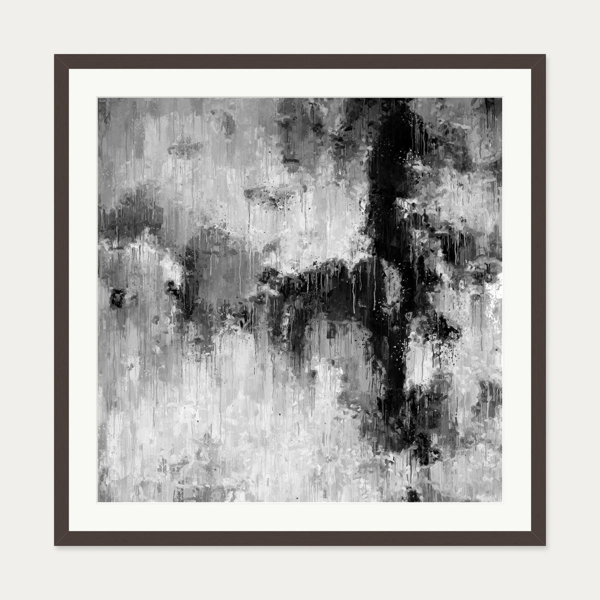 Abstract Mono I Art Print — 70 x 70 cm — Brown Frame