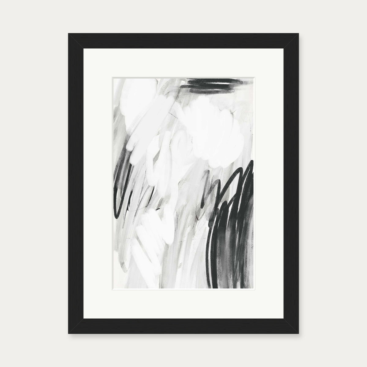 Abstract Monochrome Art Print — 30 x 40 cm — Black Frame