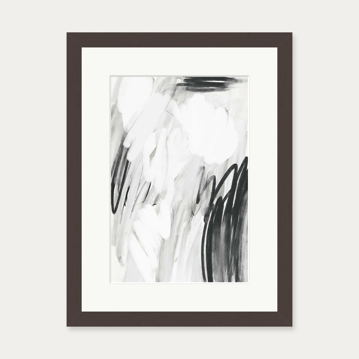 Abstract Monochrome Art Print — 30 x 40 cm — Brown Frame