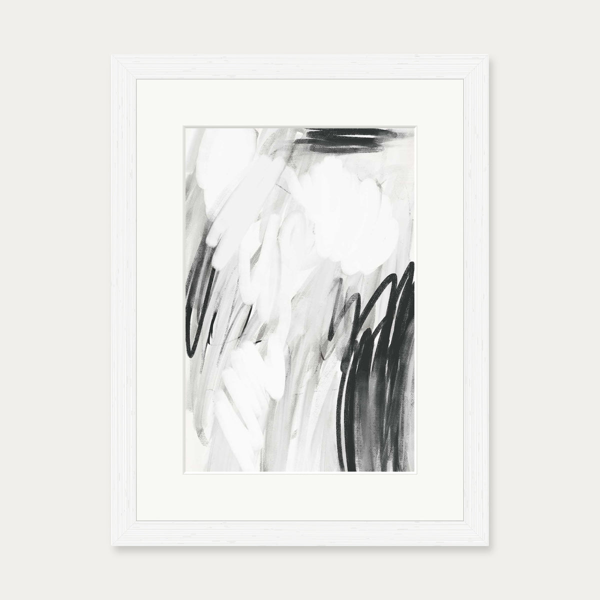Abstract Monochrome Art Print — 30 x 40 cm — White Frame