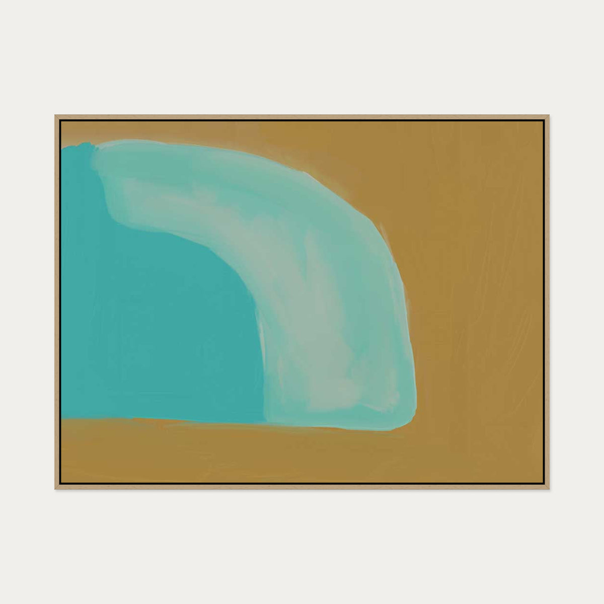 Abstract Mustard Canvas Art — 90 x 120 cm — Oak Frame