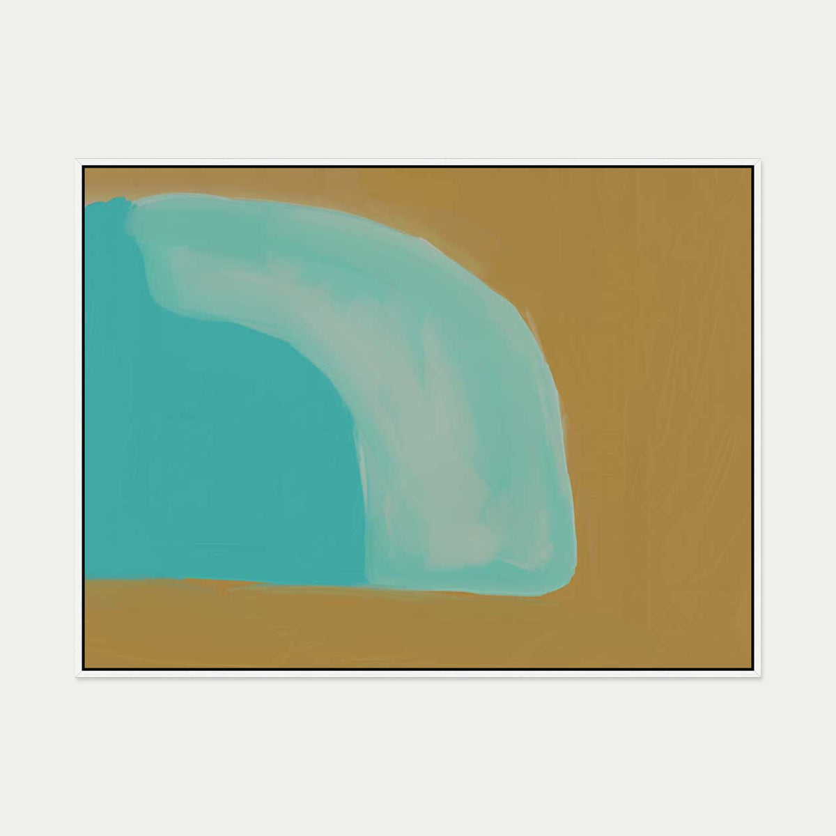 Abstract Mustard Canvas Art — 90 x 120 cm — White Frame