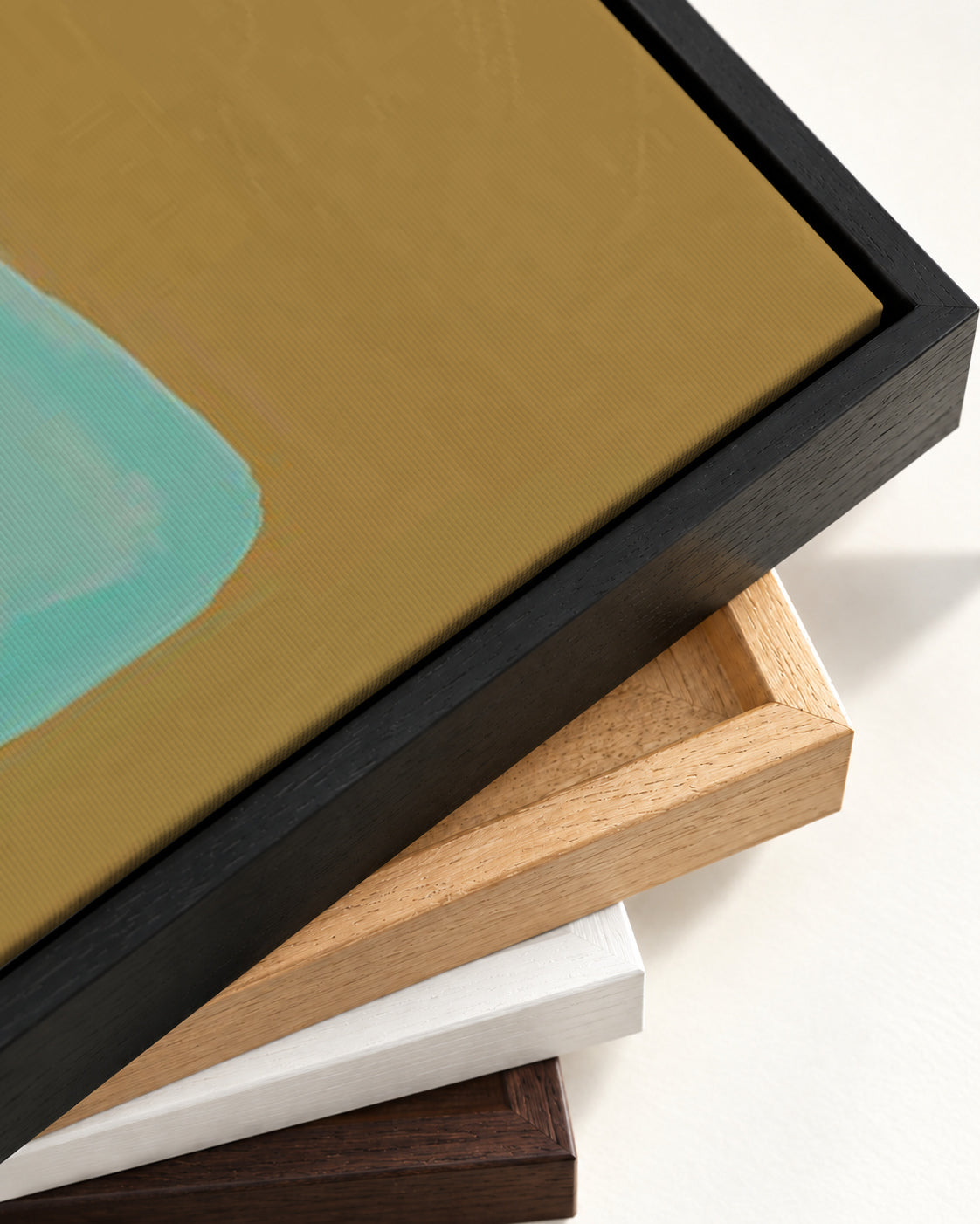 Abstract Mustard Canvas Art — framed canvas corner and wrapped canvas detail