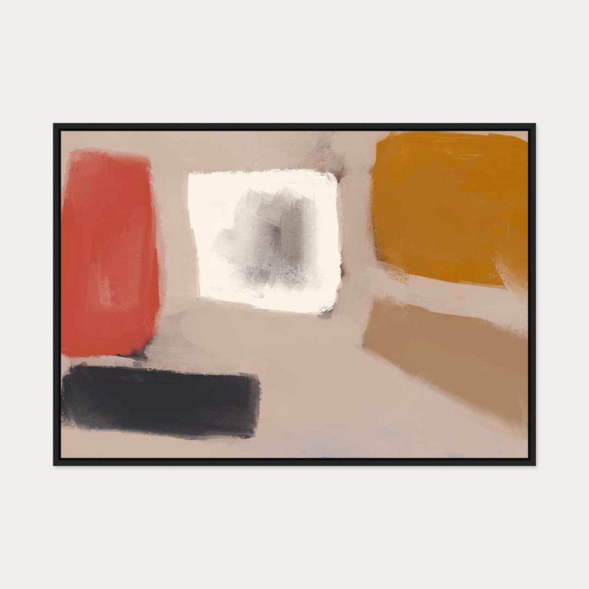Abstract Neutral Blush Canvas Art — 70 x 100 cm — Black Frame