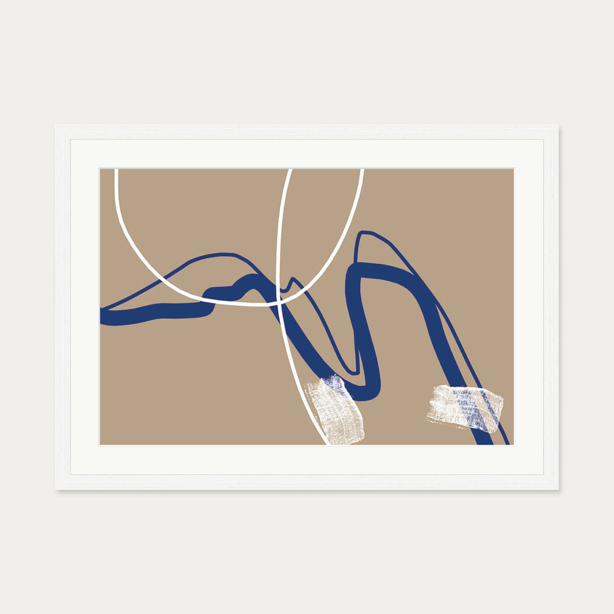 Abstract Neutral Notes Art Print — 50 x 70 cm — White Frame