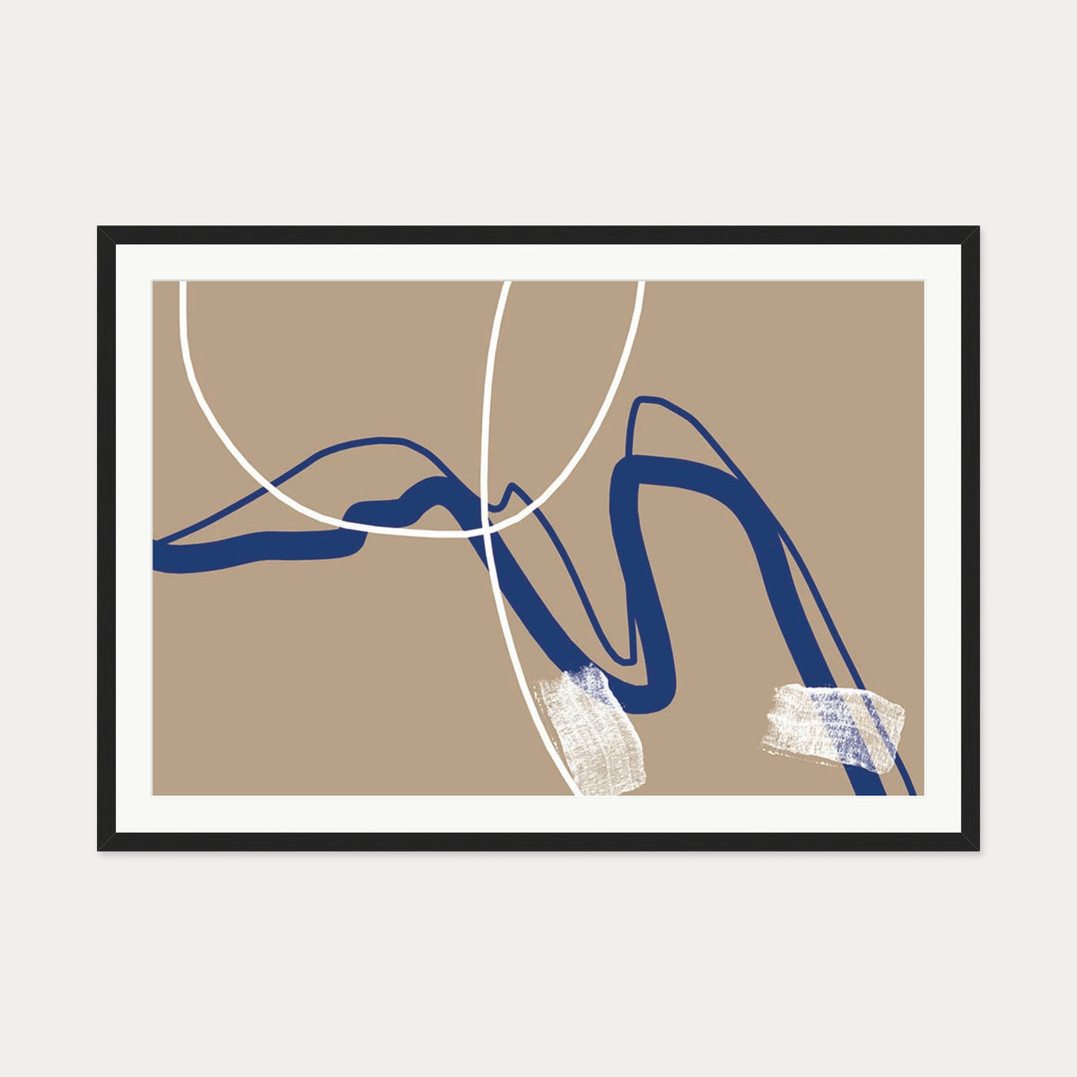 Abstract Neutral Notes Art Print — 70 x 100 cm — Black Frame