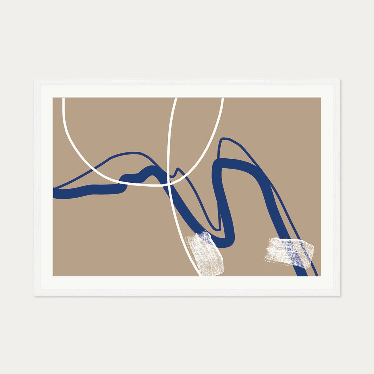 Abstract Neutral Notes Art Print — 70 x 100 cm — White Frame