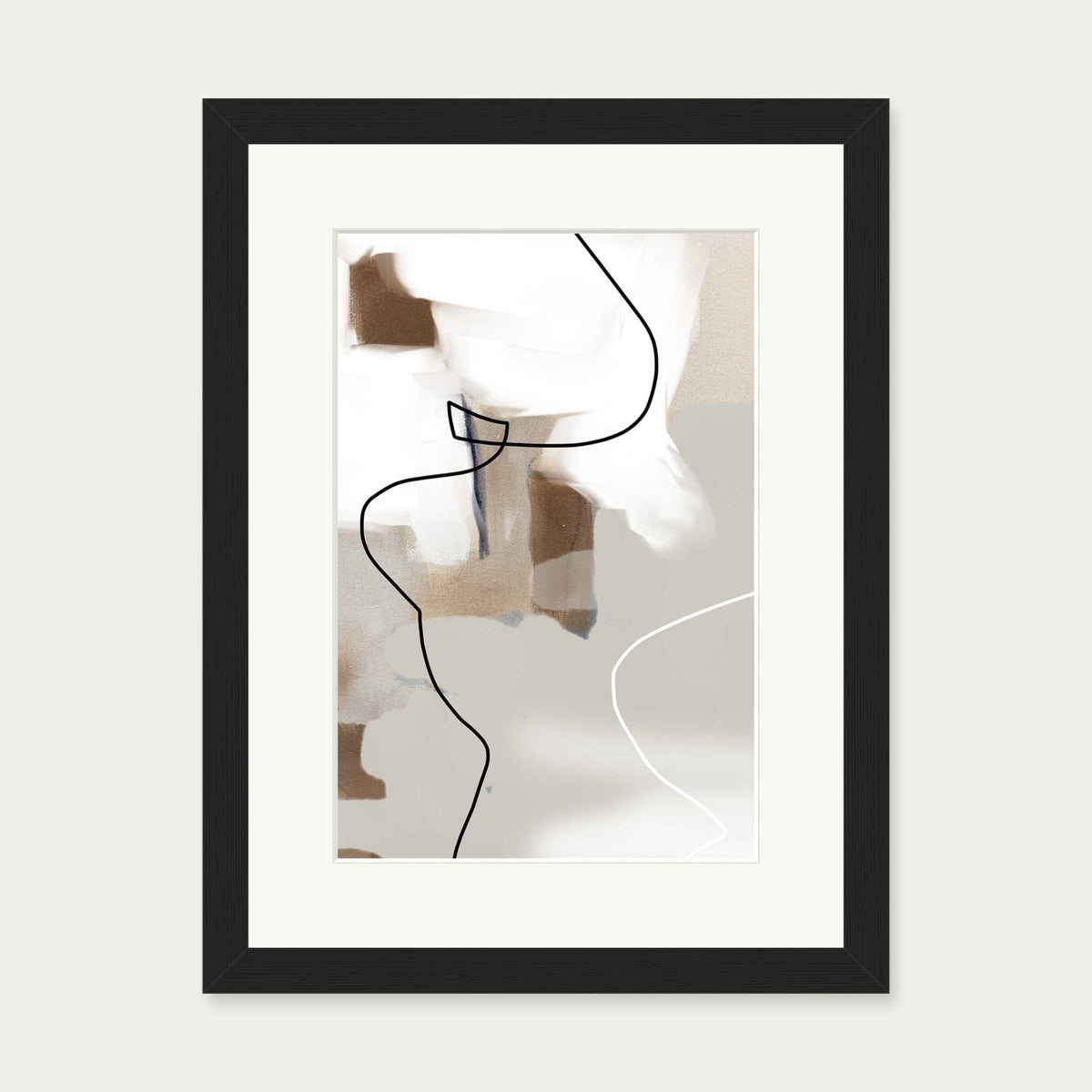 Abstract Neutral Textures Art Print — 30 x 40 cm — Black Frame