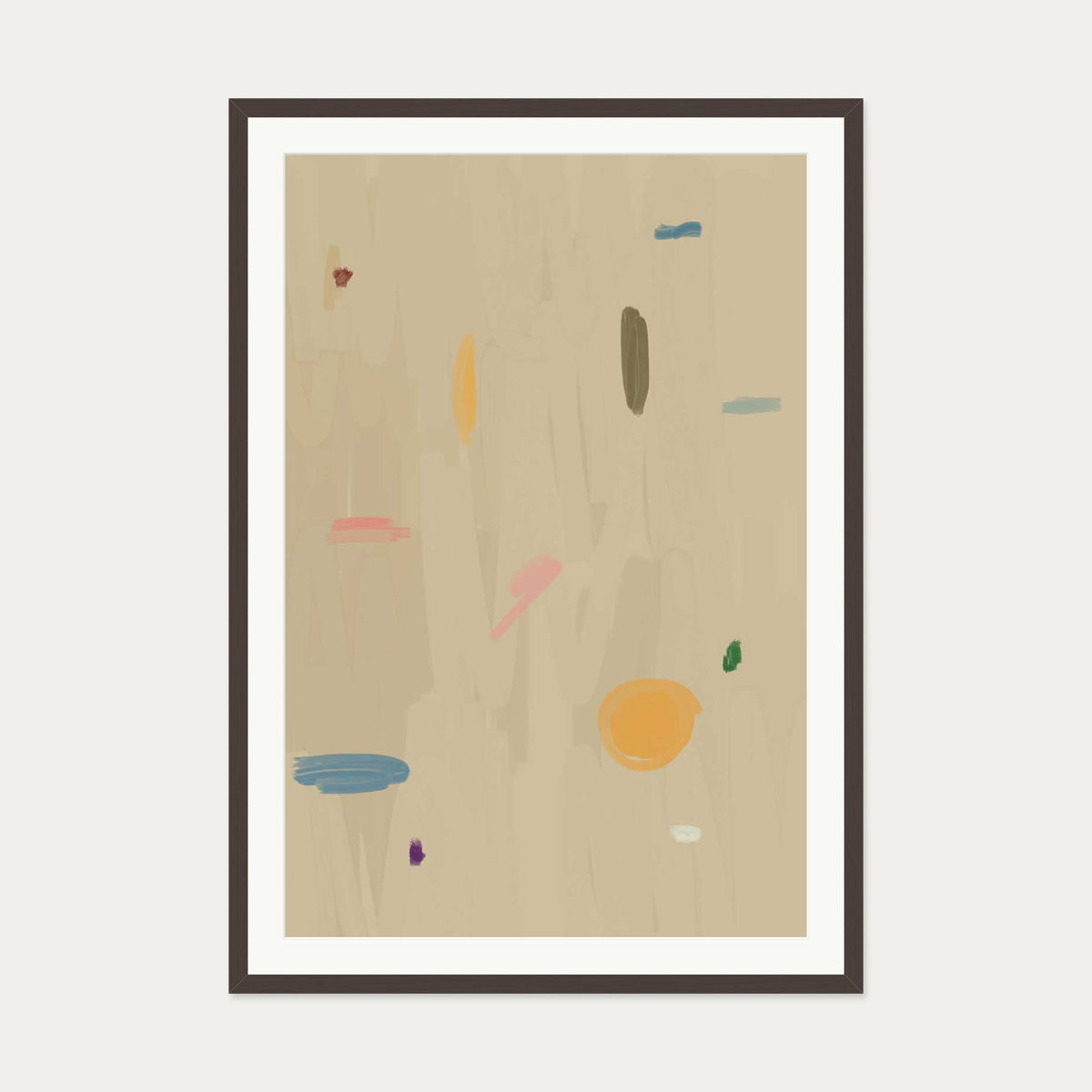 Abstract Oasis Art Print — 70 x 100 cm — Brown Frame