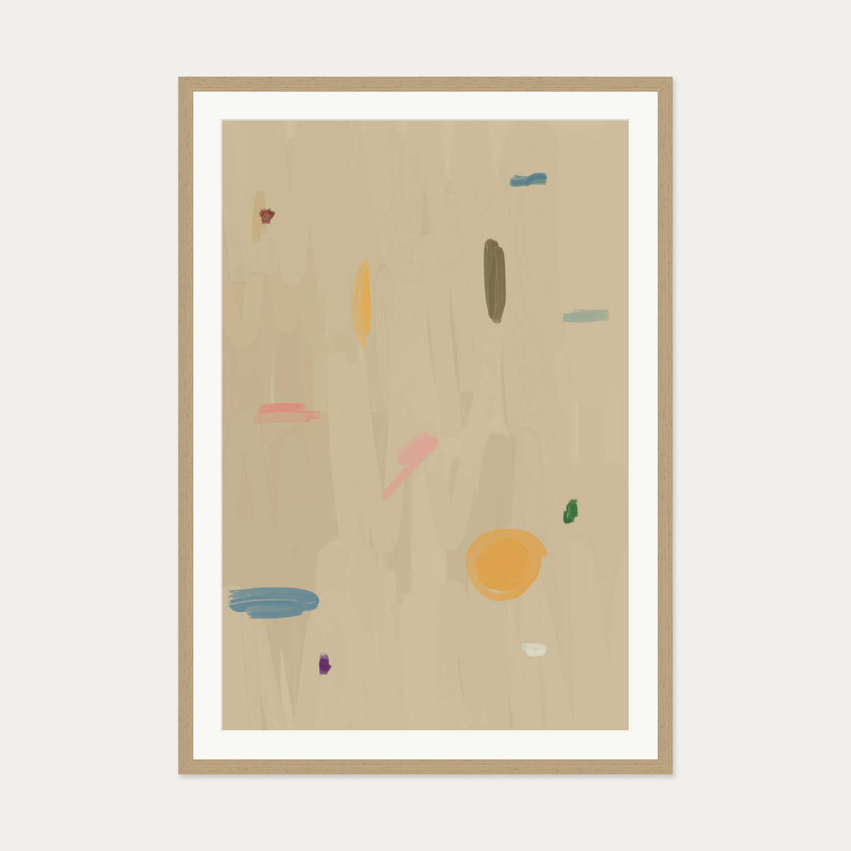 Abstract Oasis Art Print — 70 x 100 cm — Oak Frame