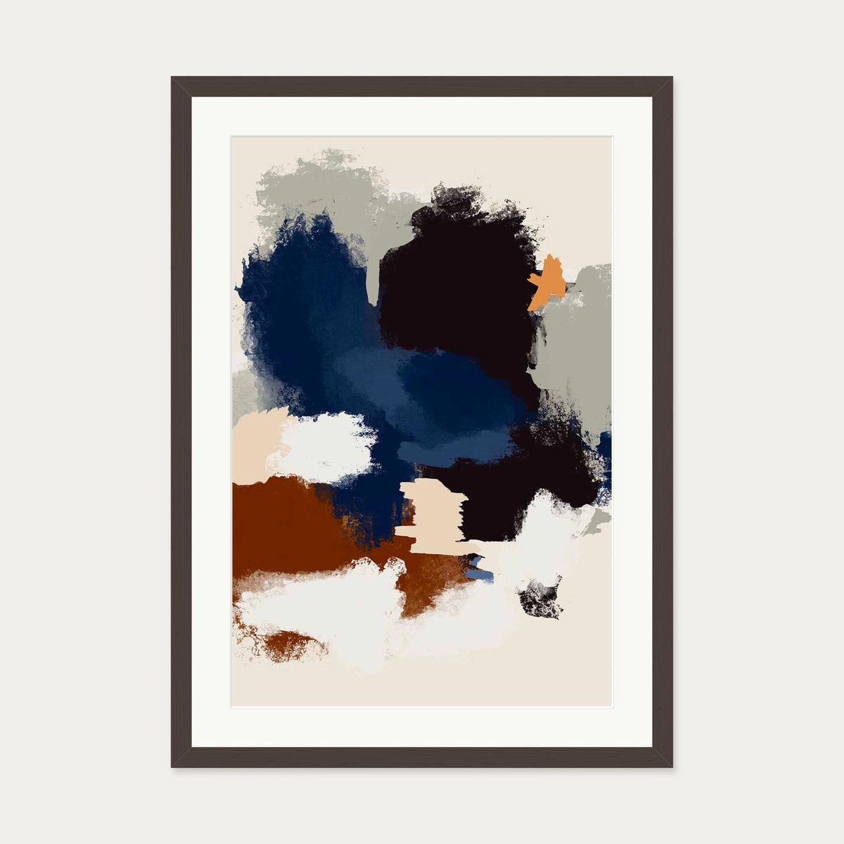Abstract Paradigm II Art Print — 50 x 70 cm — Brown Frame