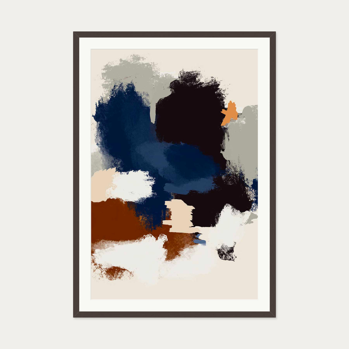 Abstract Paradigm II Art Print — 70 x 100 cm — Brown Frame