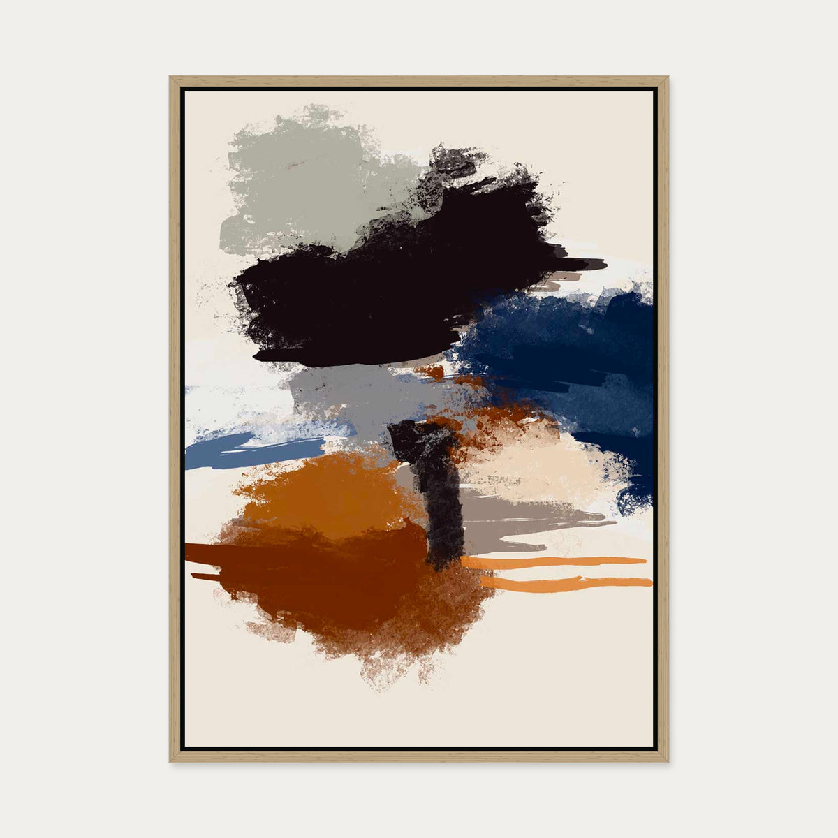 Abstract Paradigm III Canvas Art — 50 x 70 cm — Oak Frame