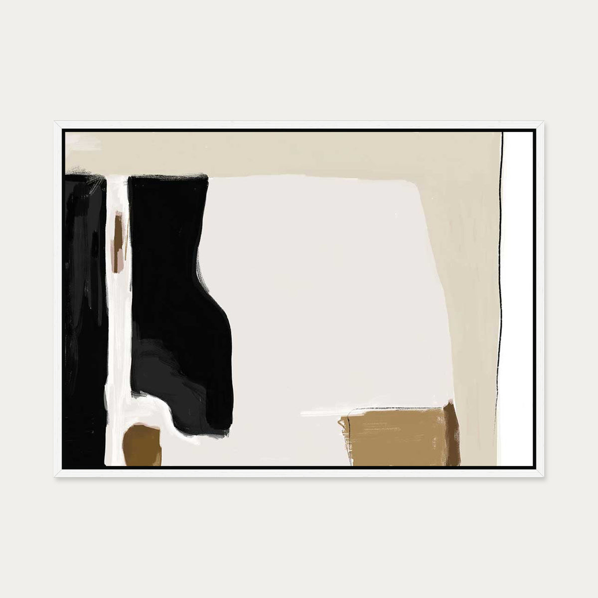 Abstract Pastel Beige Canvas Art — 50 x 70 cm — White Frame