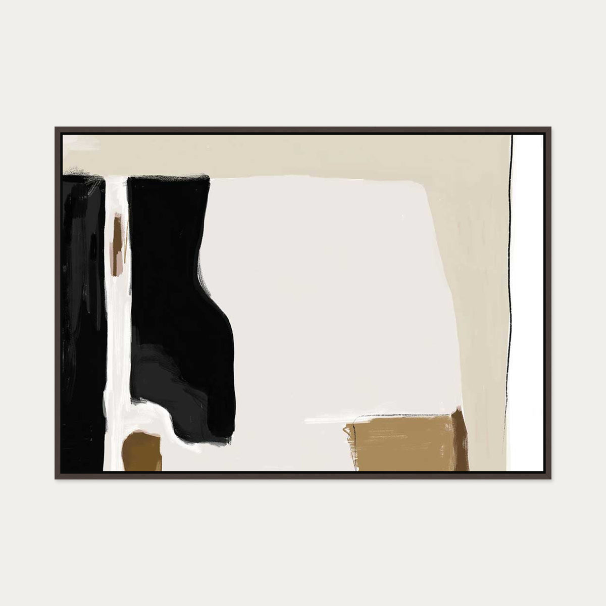 Abstract Pastel Beige Canvas Art — 70 x 100 cm — Brown Frame