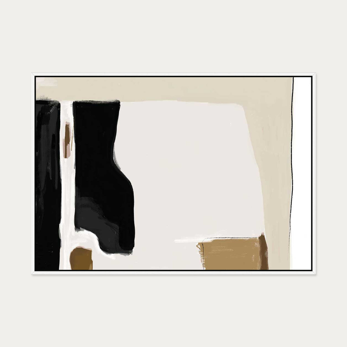 Abstract Pastel Beige Canvas Art — 70 x 100 cm — White Frame