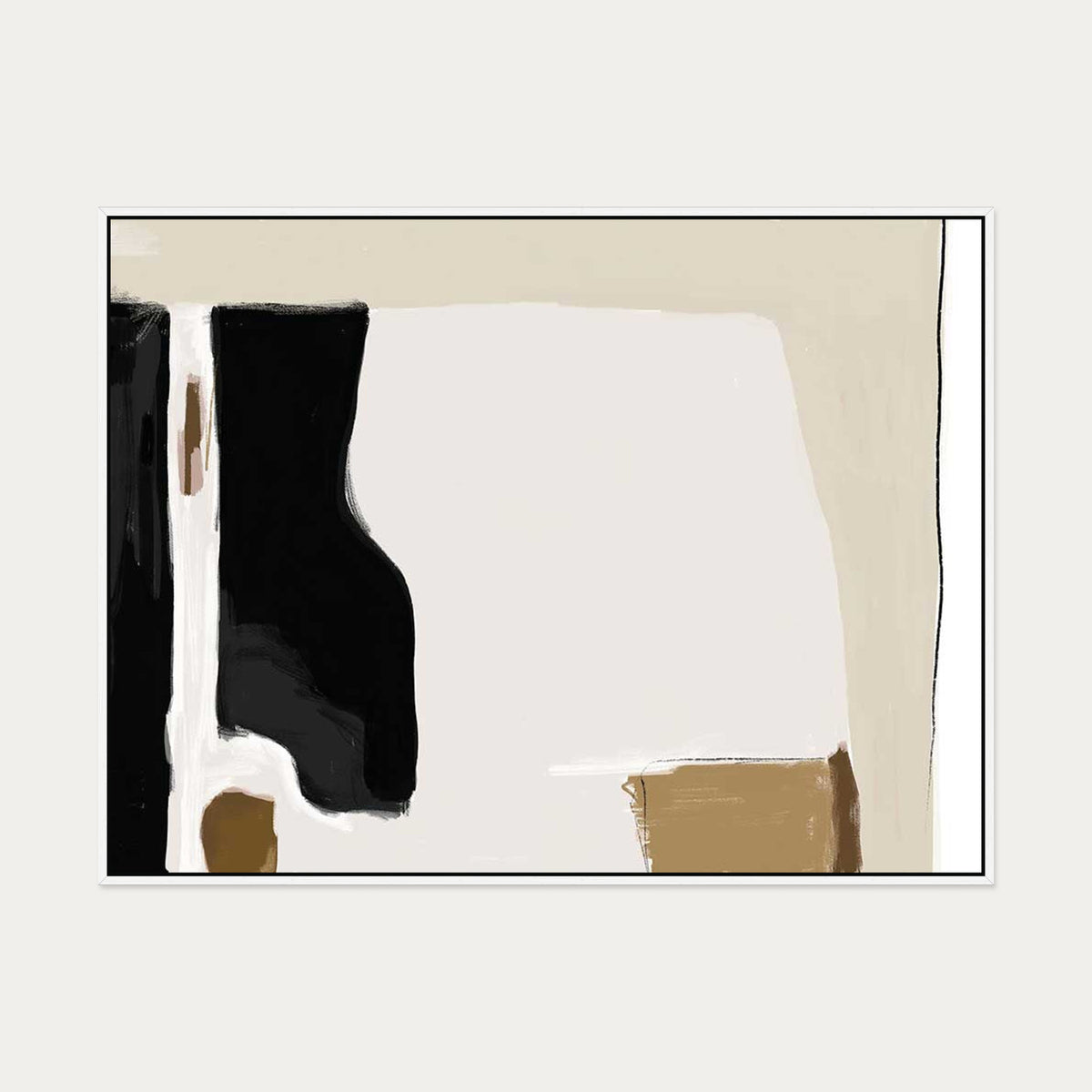 Abstract Pastel Beige Canvas Art — 90 x 120 cm — White Frame
