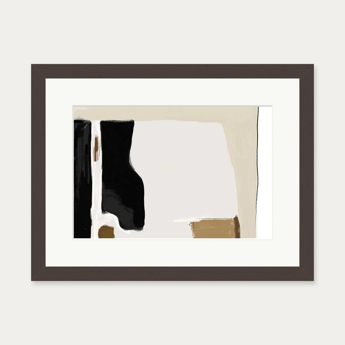 Abstract Pastel Beige Colours Art Print — 30 x 40 cm — Brown Frame