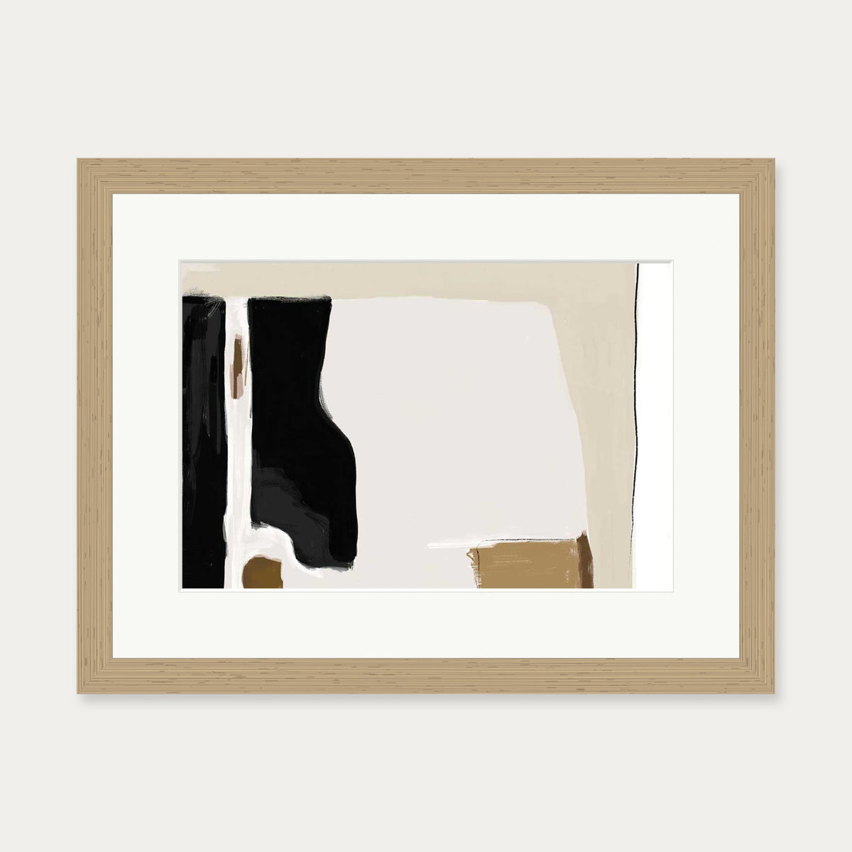 Abstract Pastel Beige Colours Art Print — 30 x 40 cm — Oak Frame