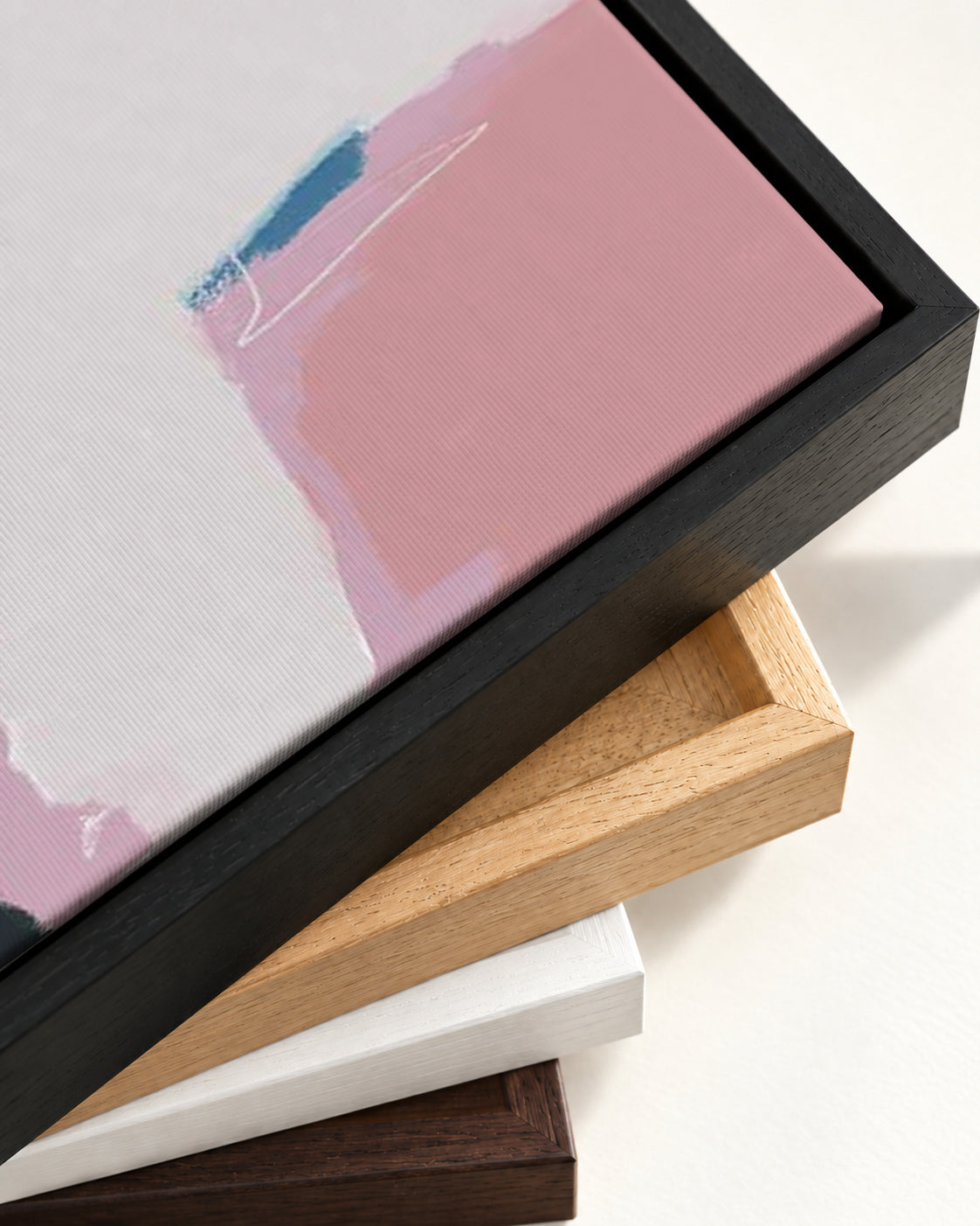 Abstract Pastel Colours 2 Canvas Art — framed canvas corner and wrapped canvas detail