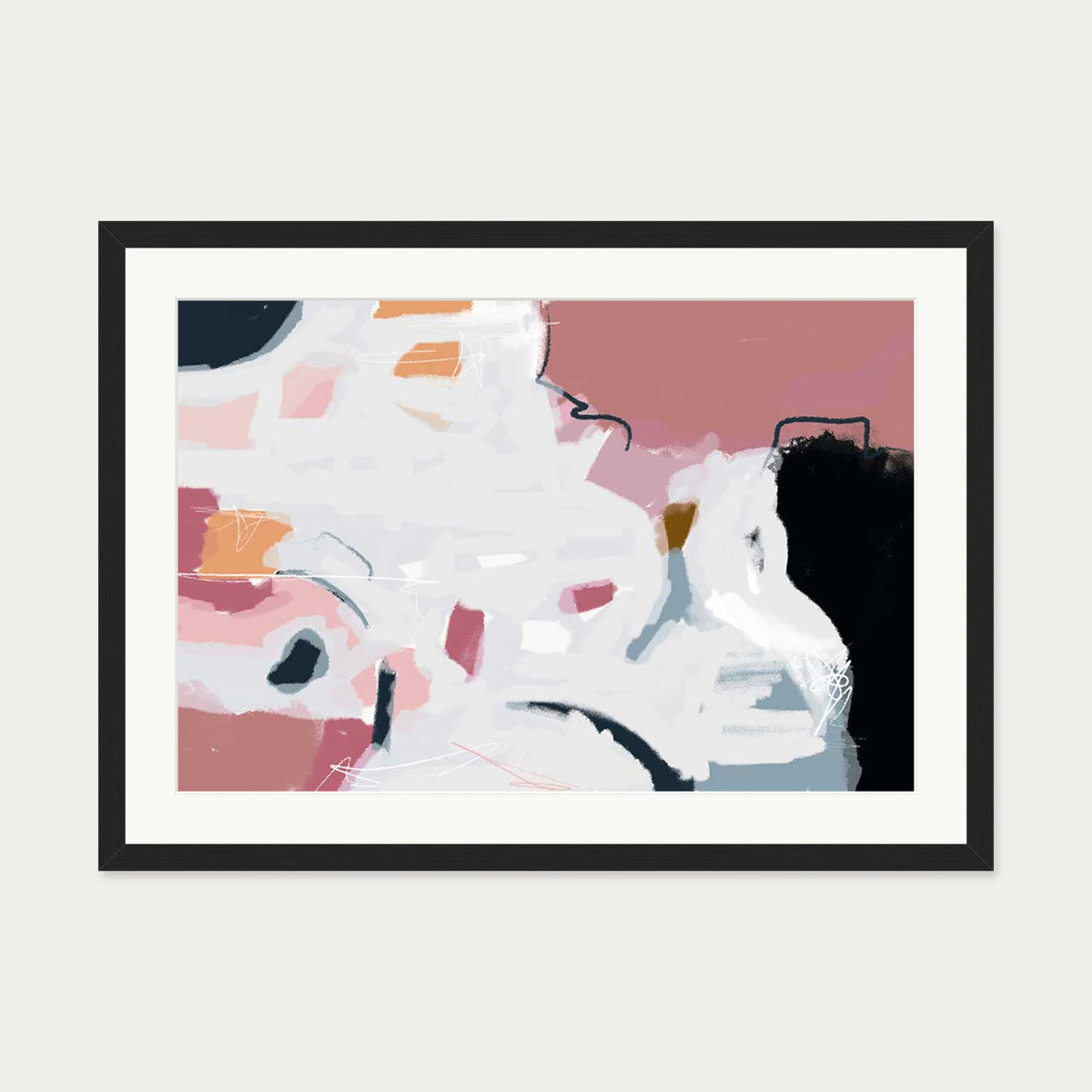 Abstract Pastel Hues Art Print — 50 x 70 cm — Black Frame
