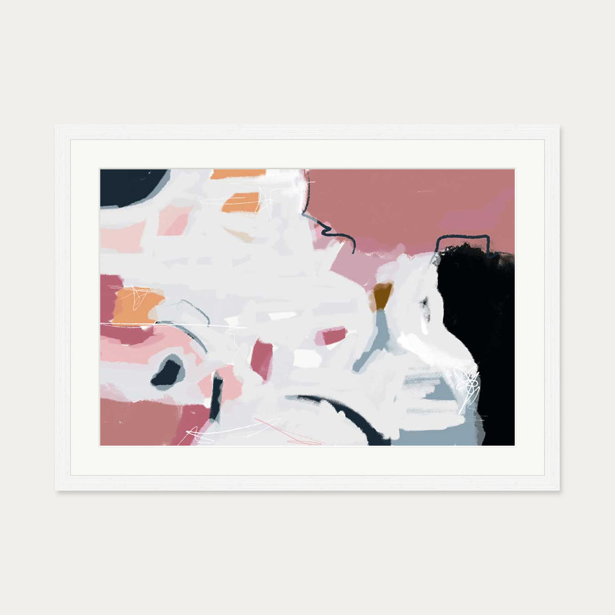 Abstract Pastel Hues Art Print — 50 x 70 cm — White Frame