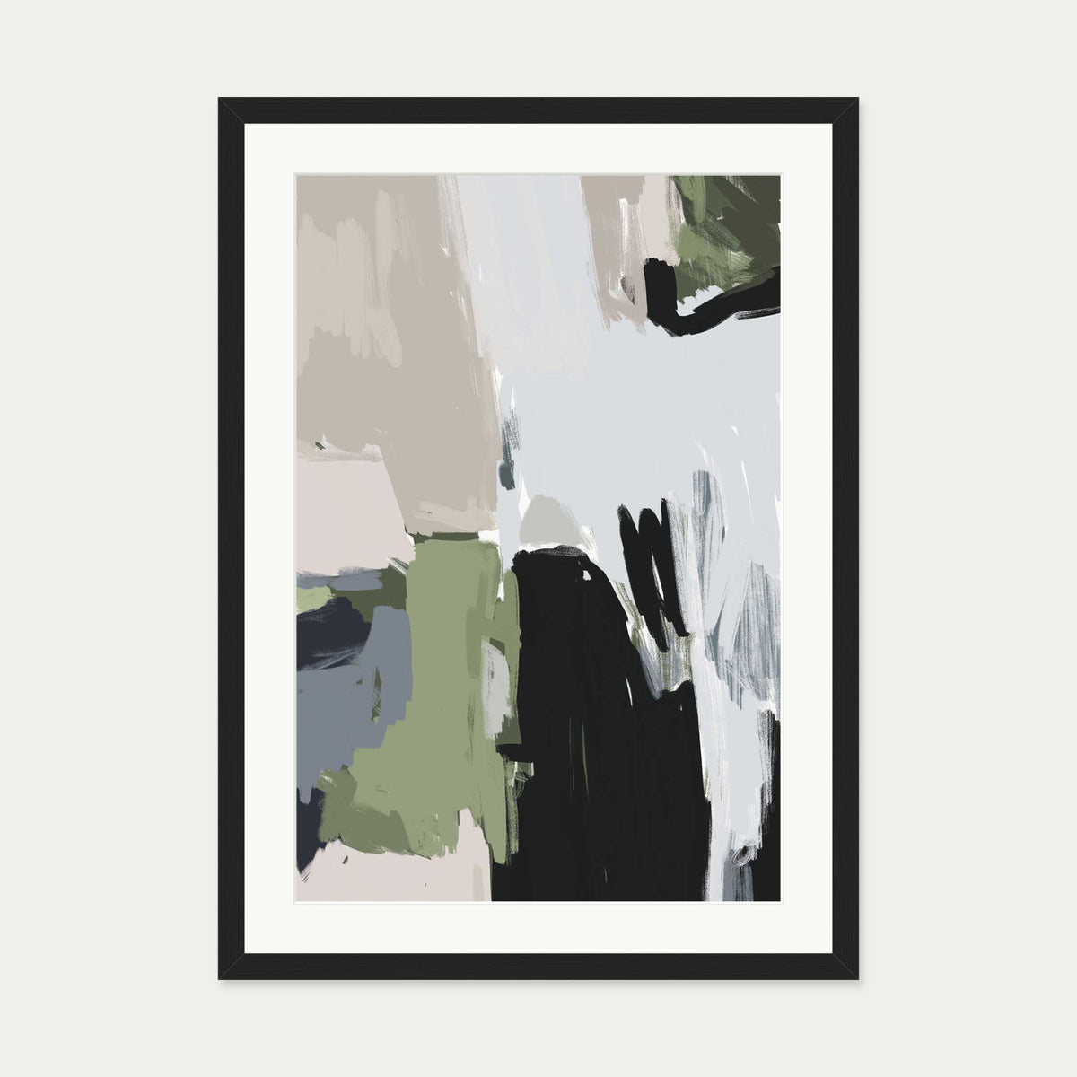 Abstract Pastel Multicolour Art Print — 50 x 70 cm — Black Frame