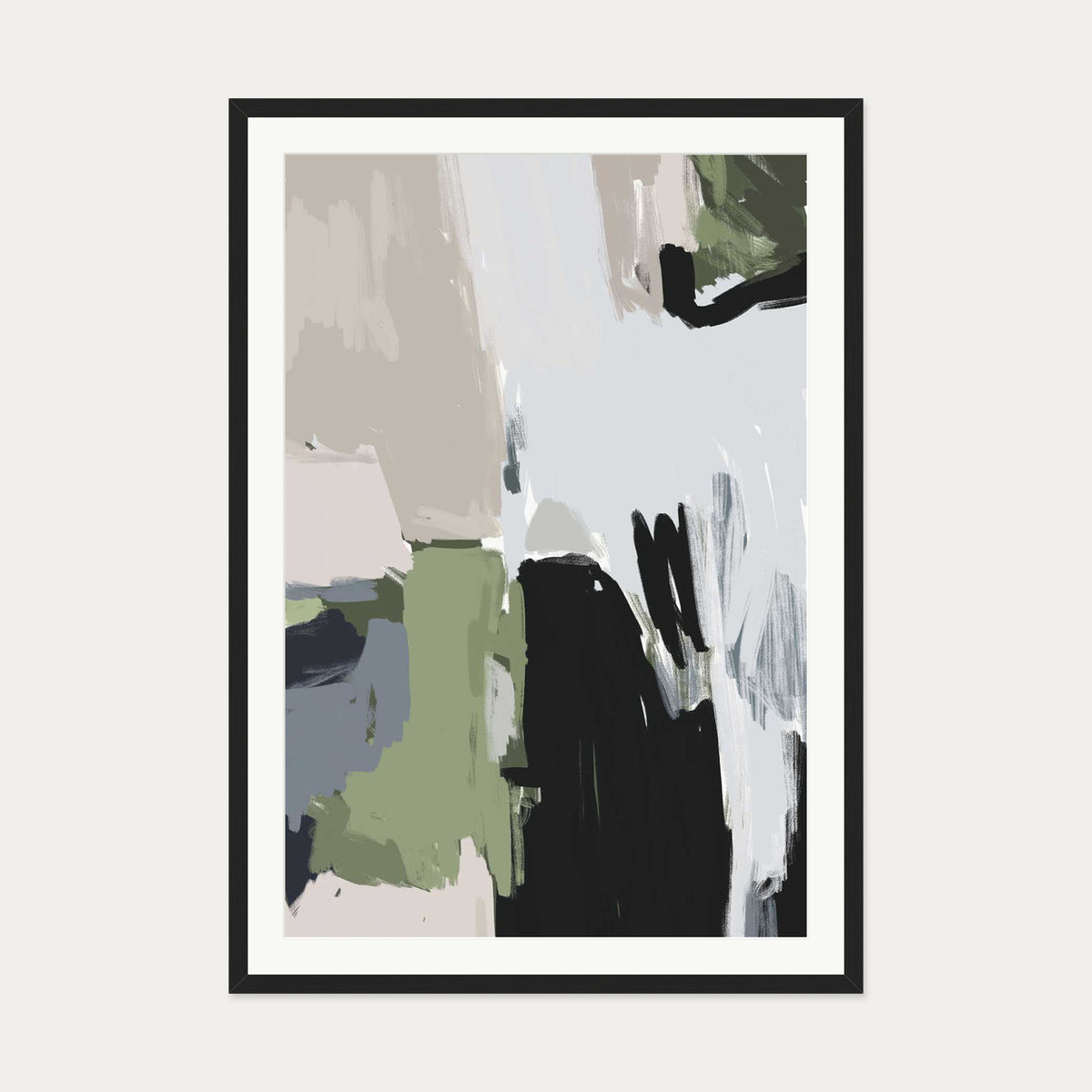 Abstract Pastel Multicolour Art Print — 70 x 100 cm — Black Frame