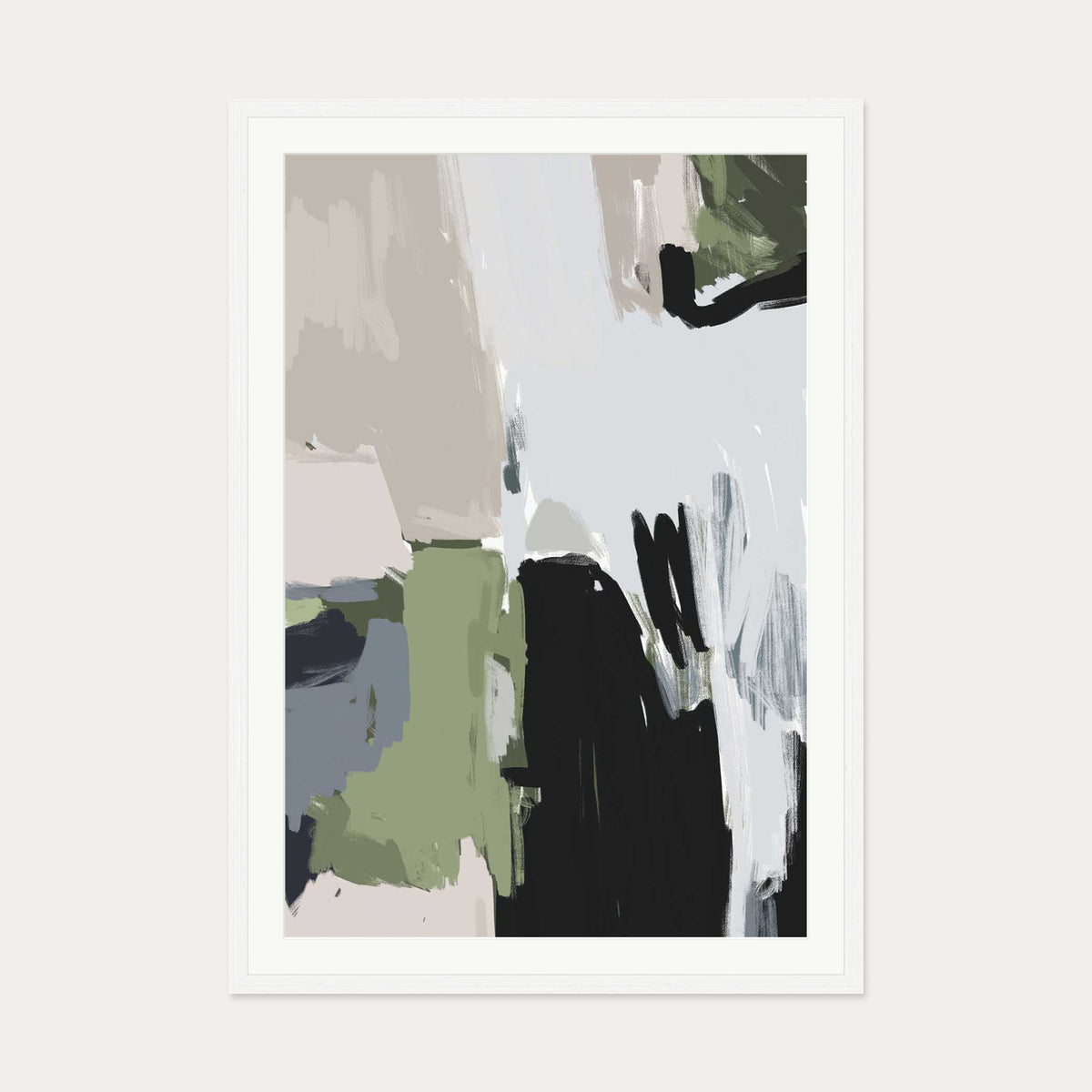 Abstract Pastel Multicolour Art Print — 70 x 100 cm — White Frame