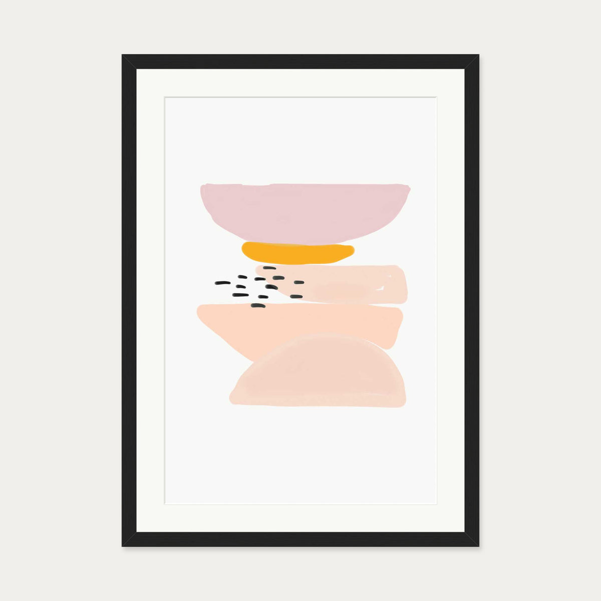 Abstract Pastel Shapes 2 Art Print — 50 x 70 cm — Black Frame