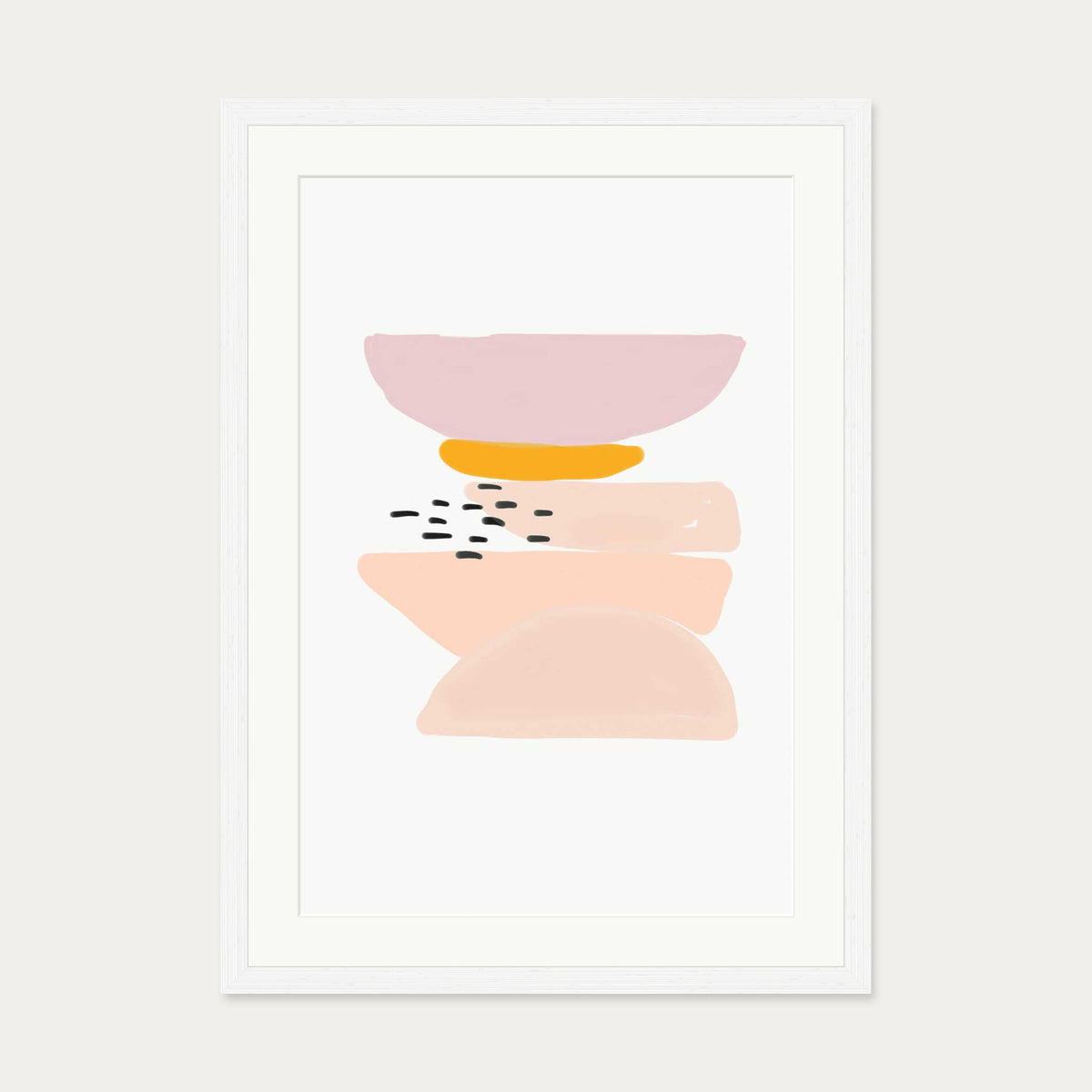 Abstract Pastel Shapes 2 Art Print — 50 x 70 cm — White Frame