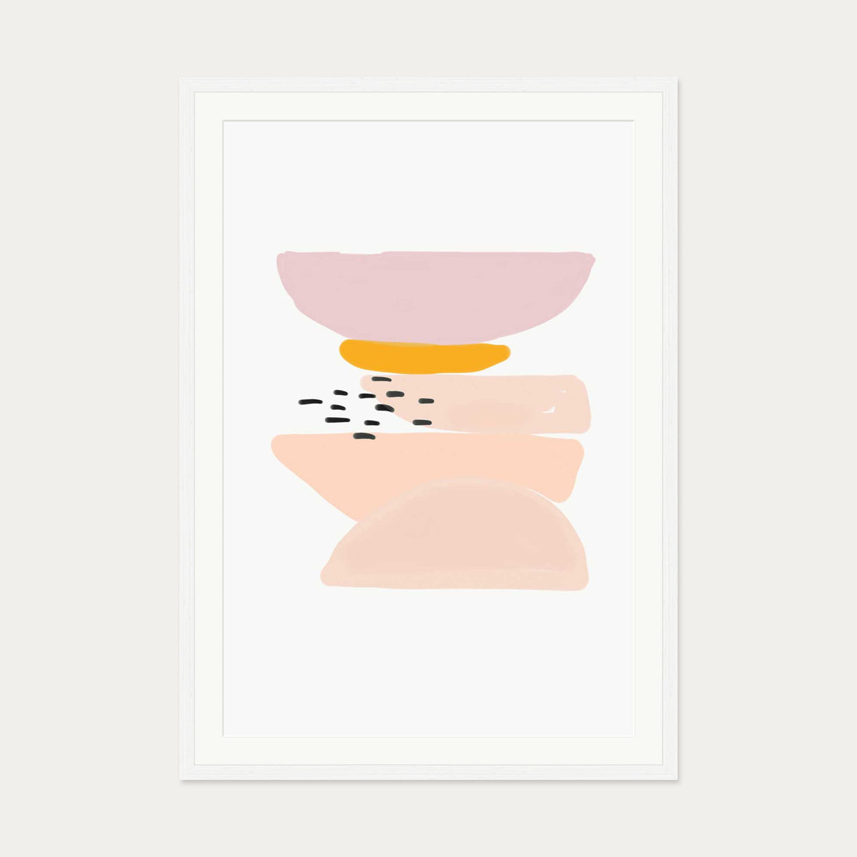 Abstract Pastel Shapes 2 Art Print — 70 x 100 cm — White Frame