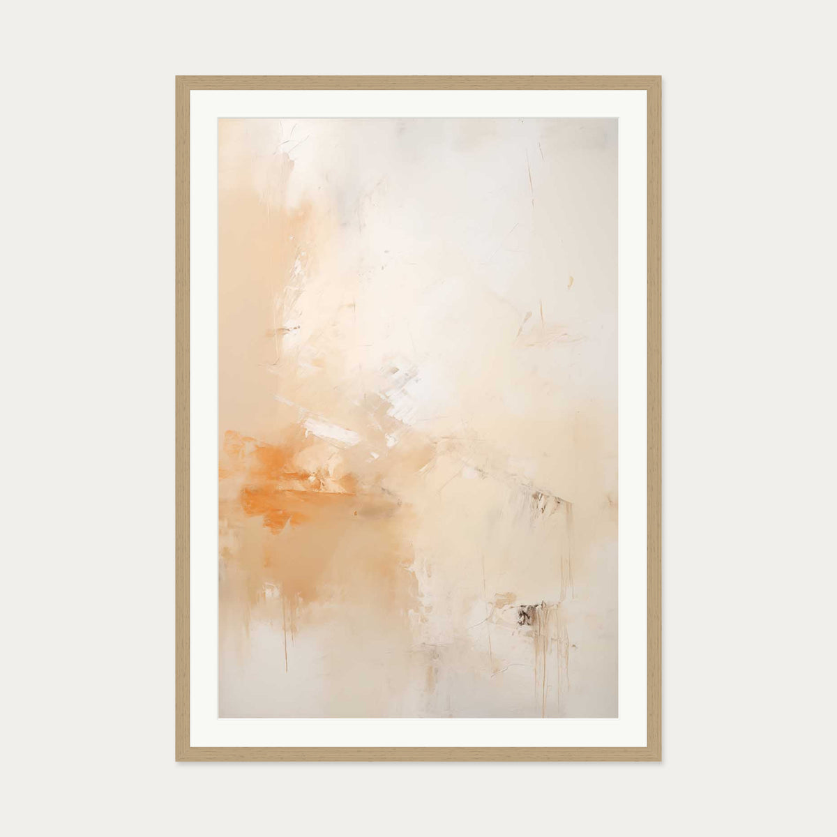 Abstract Peach Art Print — 70 x 100 cm — Oak Frame