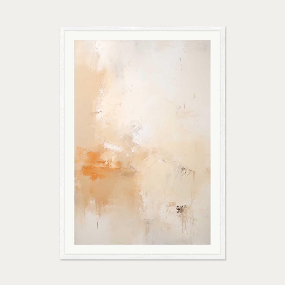 Abstract Peach Art Print — 70 x 100 cm — White Frame