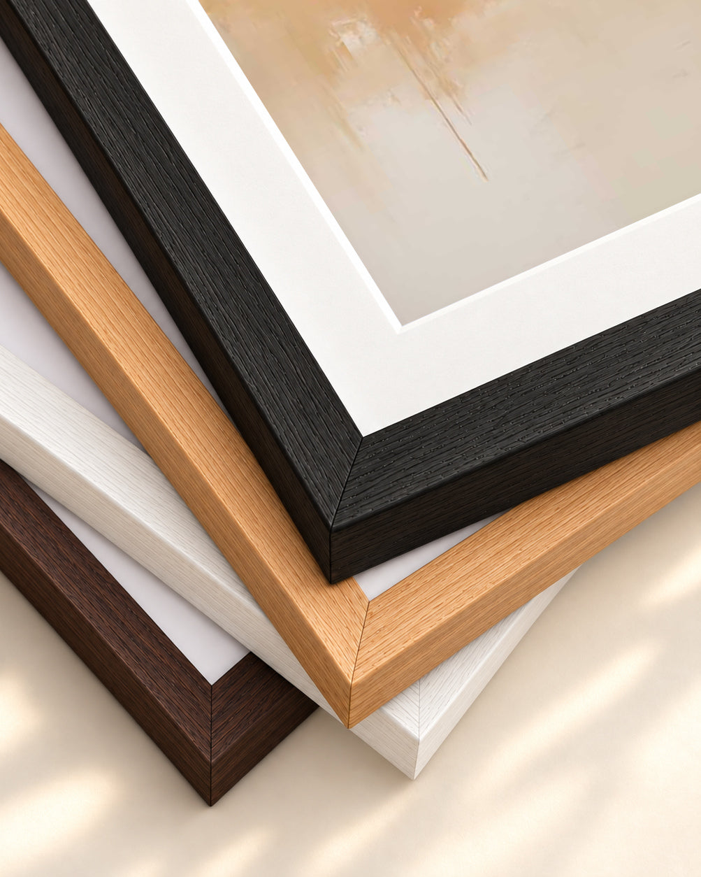 Abstract Peach Art Print — framed print corner with 5 cm mount and bevel