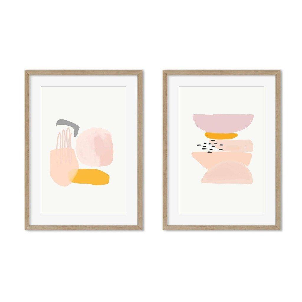 Abstract Peach Shapes - Print Set Of 2