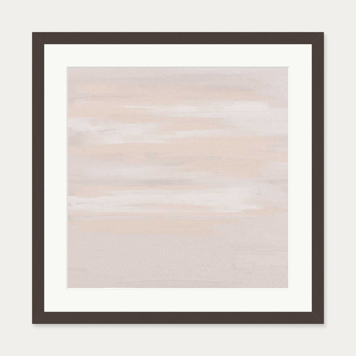 Abstract Peach Sky Art Print — 50 x 50 cm — Brown Frame