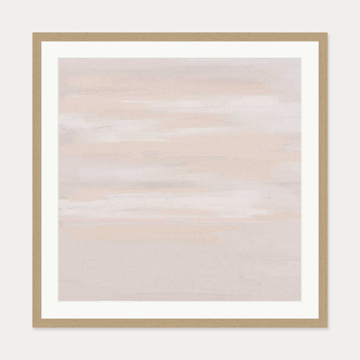Abstract Peach Sky Art Print — 70 x 70 cm — Oak Frame