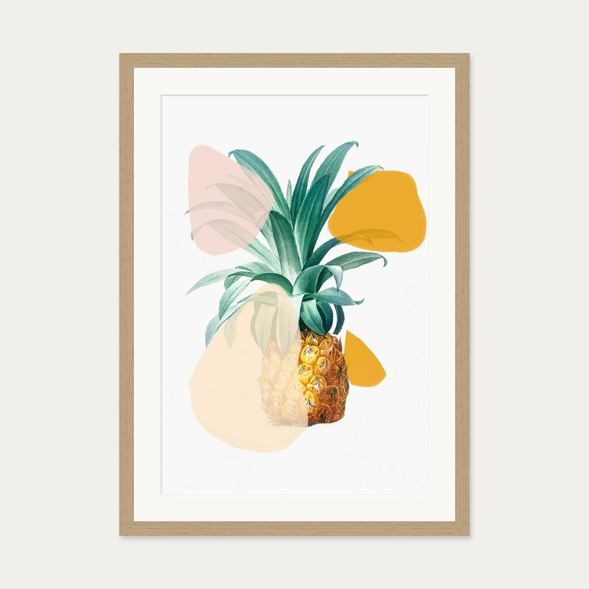Abstract Pineapple Art Print — 50 x 70 cm — Oak Frame