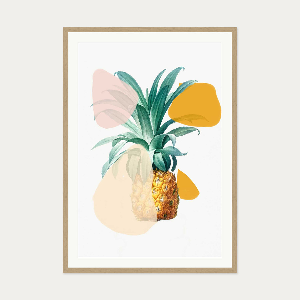 Abstract Pineapple Art Print — 70 x 100 cm — Oak Frame