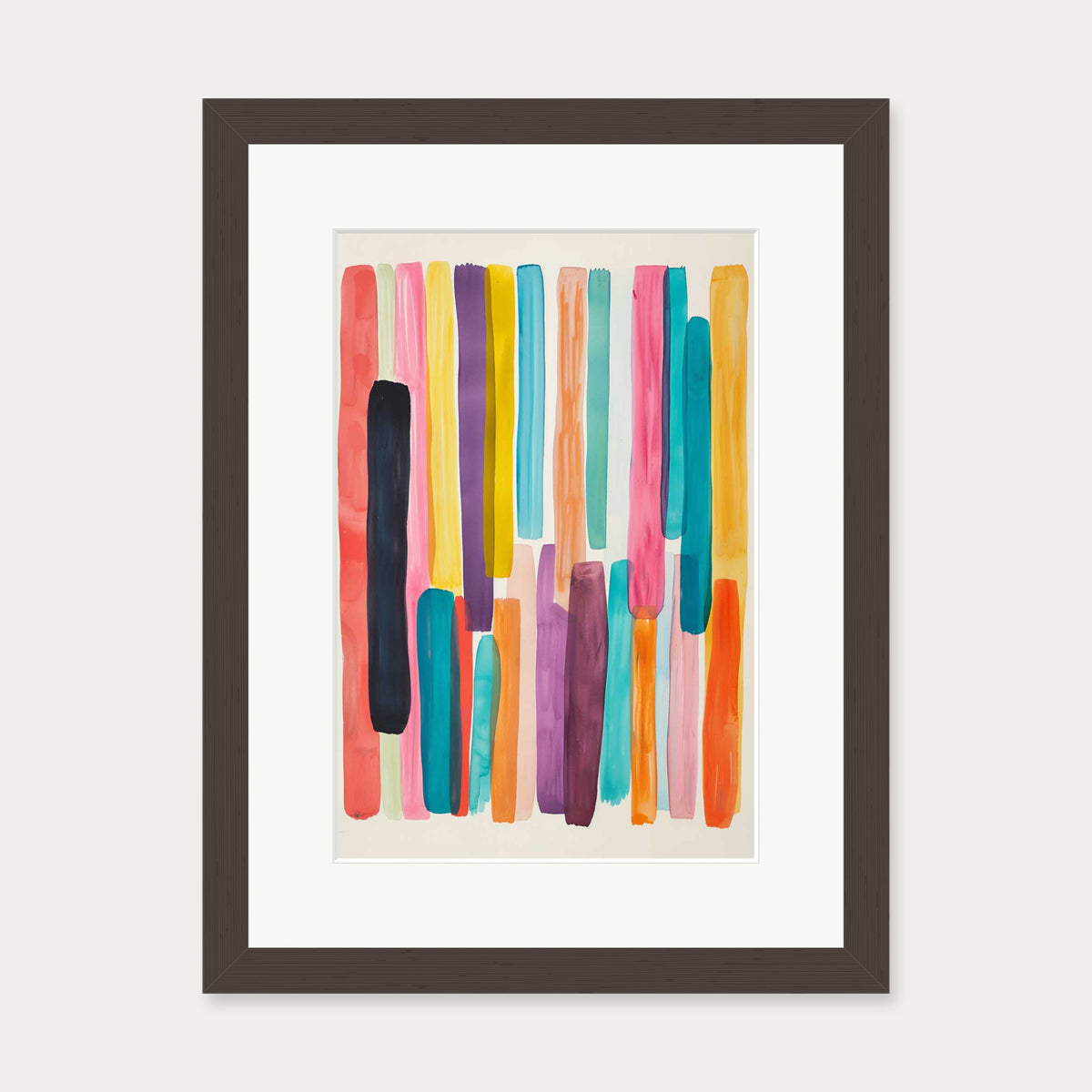 Abstract Rainbow Wall Art — 30 x 40 cm — Brown Frame