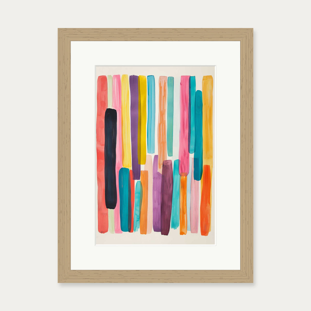Abstract Rainbow Wall Art — 30 x 40 cm — Oak Frame