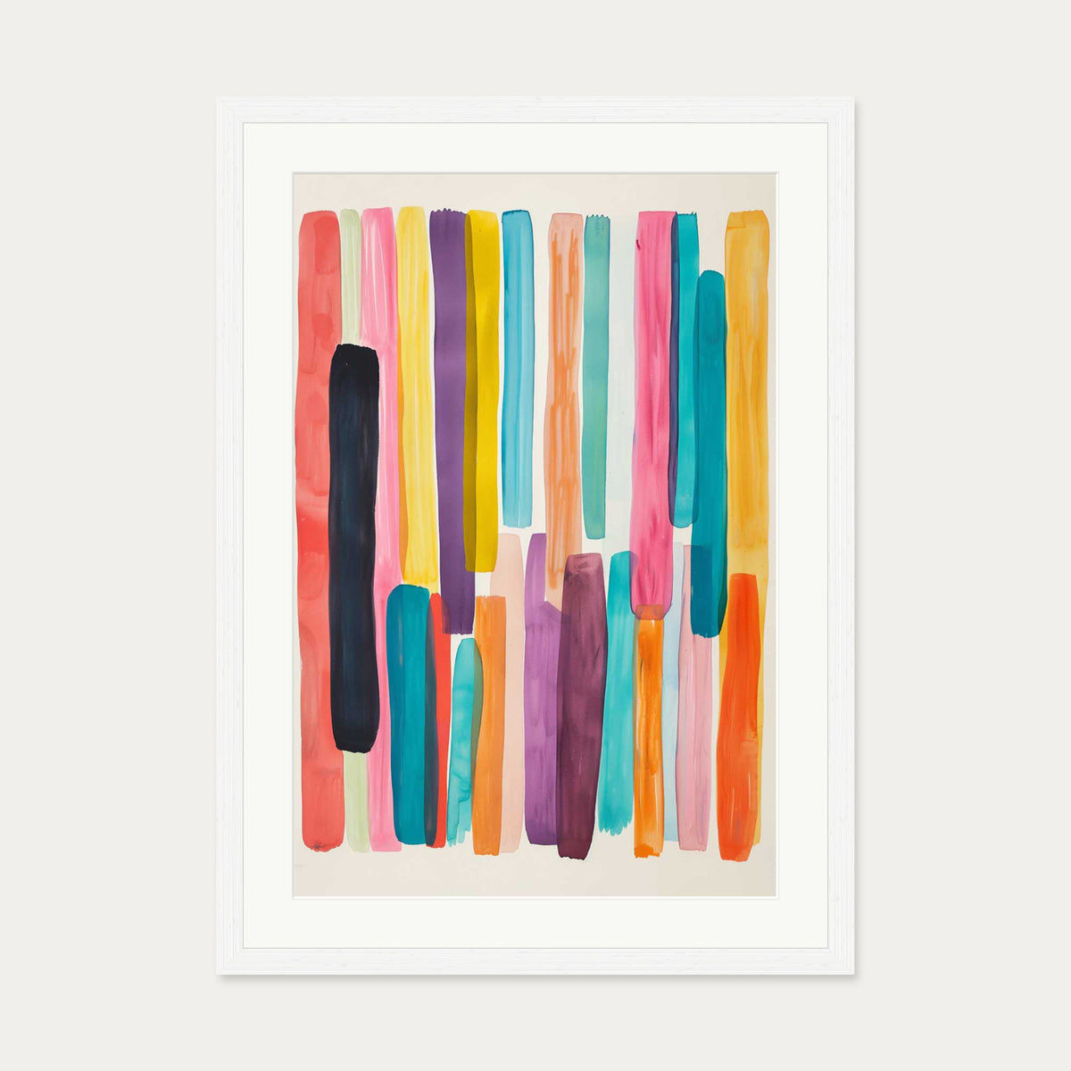 Abstract Rainbow Wall Art — 50 x 70 cm — White Frame