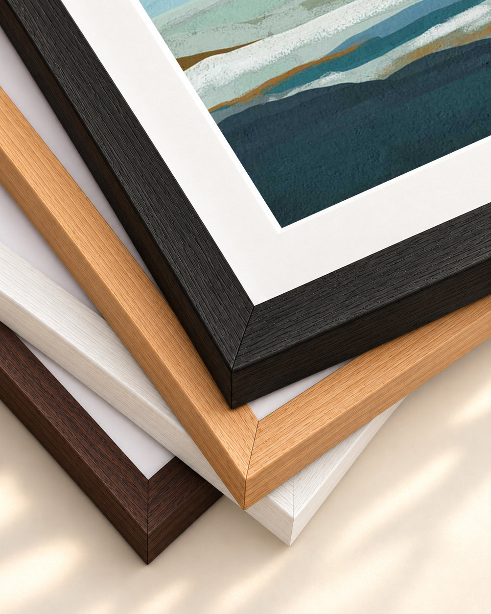 Abstract Seascape Art Print — framed print corner with 5 cm mount and bevel