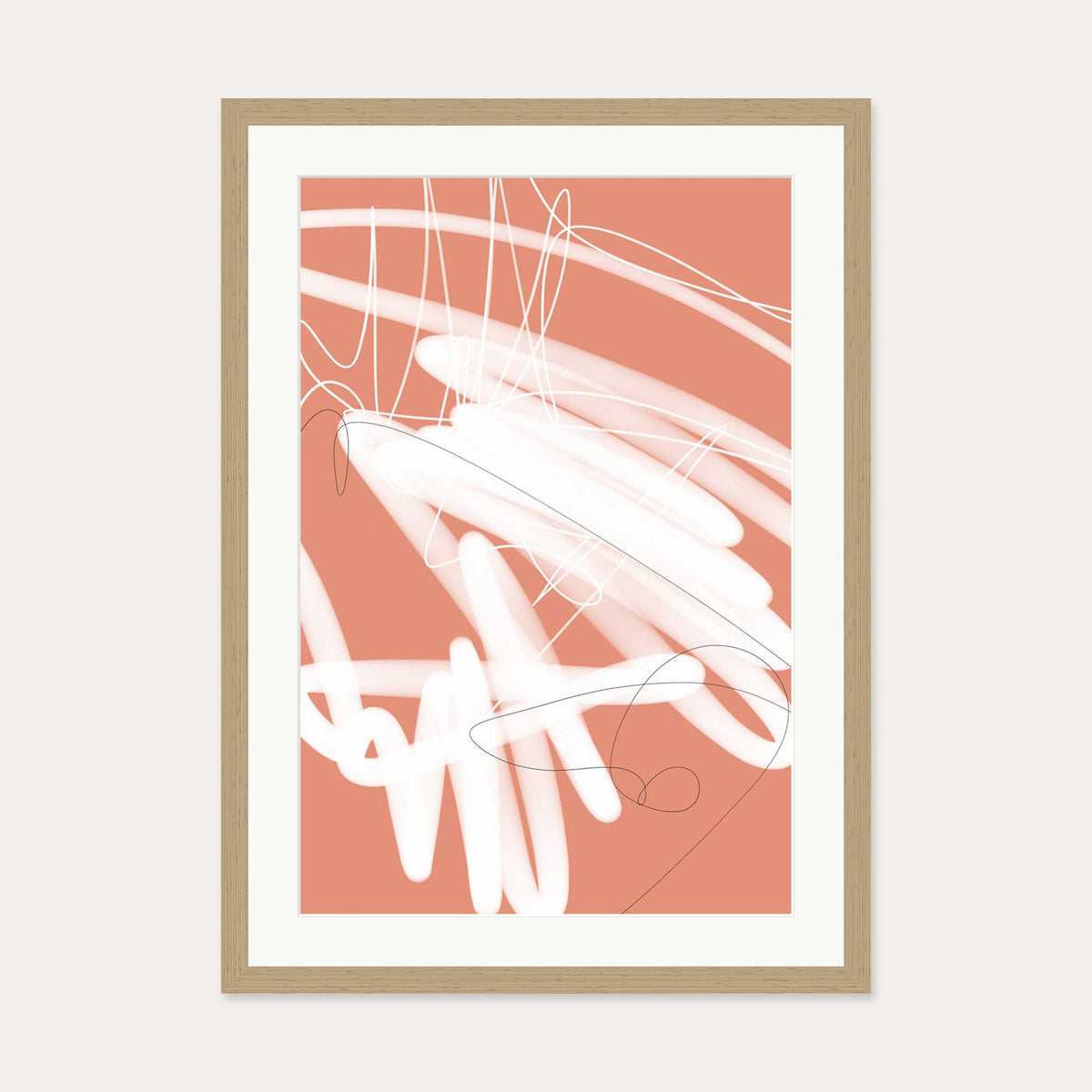 Abstract Sketch Art Print — 50 x 70 cm — Oak Frame