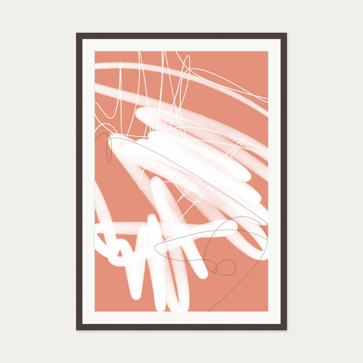Abstract Sketch Art Print — 70 x 100 cm — Brown Frame