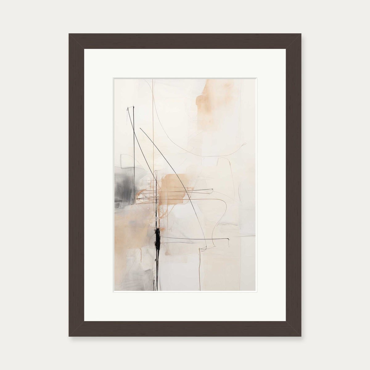 Abstract Songbird III Art Print — 30 x 40 cm — Brown Frame
