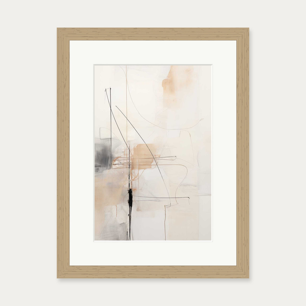 Abstract Songbird III Art Print — 30 x 40 cm — Oak Frame